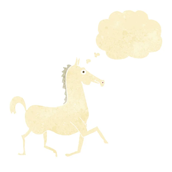 Kuda kartun dengan pikiran gelembung - Stok Vektor