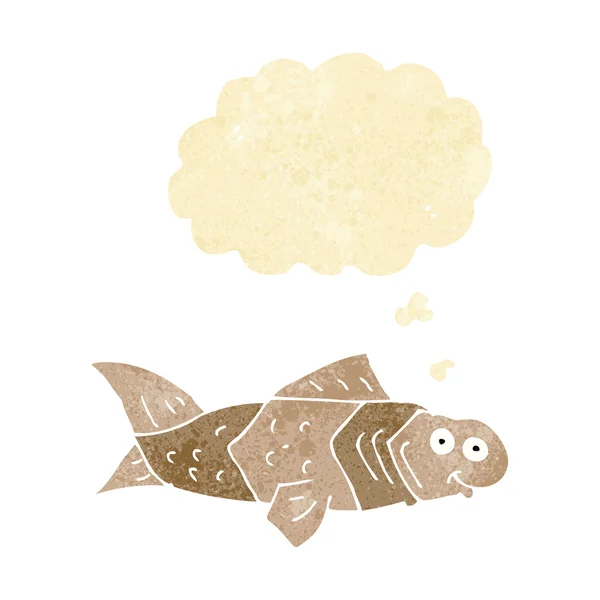 Cartoon grappige vis met gedachte zeepbel — Stockvector