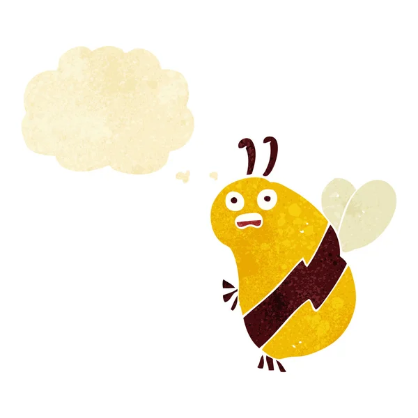 Funny cartoon bee with thought bubble — Stock Vector