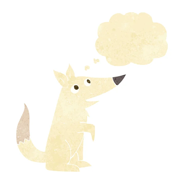 Cartone animato lupo cucciolo con bolla di pensiero — Vettoriale Stock