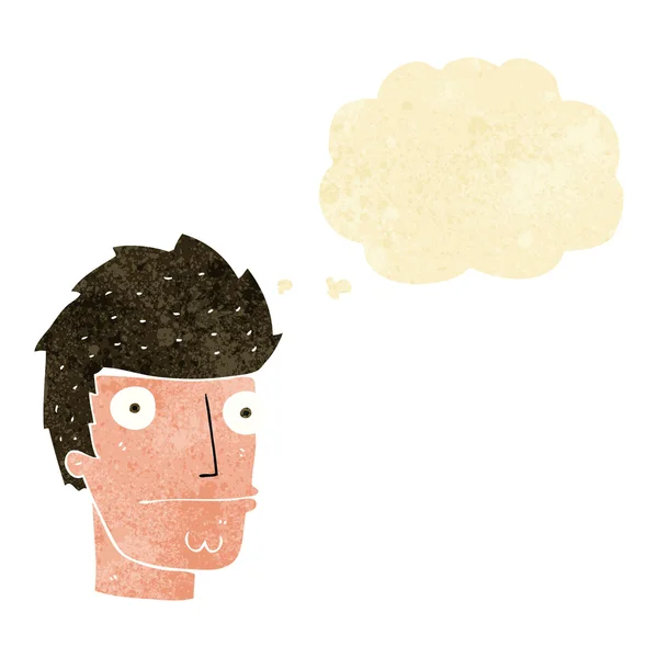 Cartoon nerveuze man met gedachte zeepbel — Stockvector