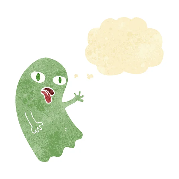 Divertido fantasma de dibujos animados con burbuja de pensamiento — Vector de stock