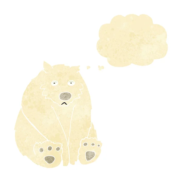 Dibujos animados infeliz oso polar con burbuja de pensamiento — Vector de stock