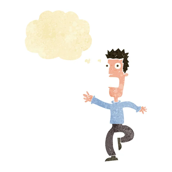 Cartoon shrieking man with thought bubble — Stock Vector