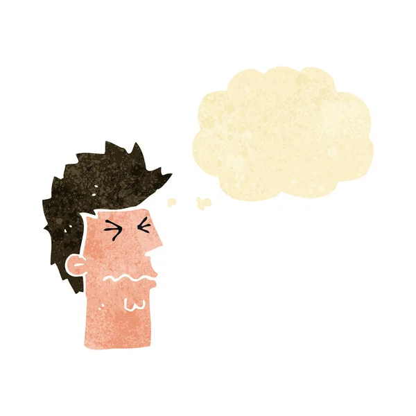 Karikatur gestresstes Gesicht mit Gedankenblase — Stockvektor