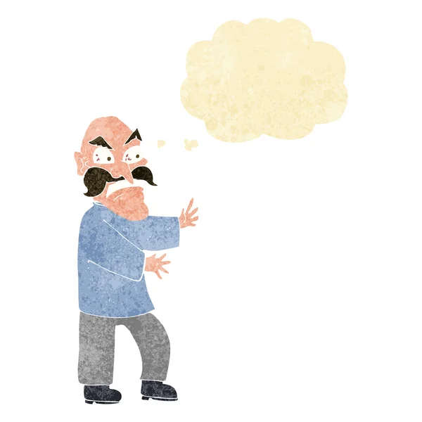 Hombre viejo enojado de dibujos animados con burbuja de pensamiento — Archivo Imágenes Vectoriales