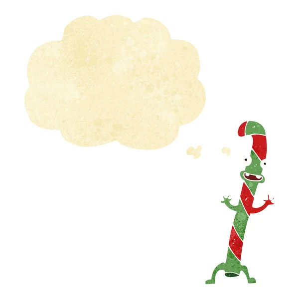 Düşünce baloncuklu Noel şekerleri dans eden çizgi film — Stok Vektör