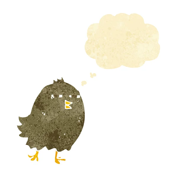 具有思想泡泡的滑稽卡通鸟 — 图库矢量图片