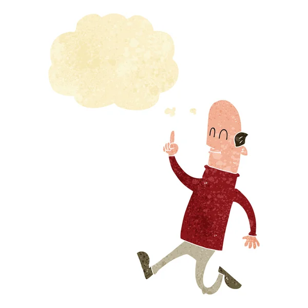 Cartoon bald man with idea with thought bubble — Stock Vector