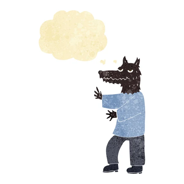 Loup-garou dessin animé avec bulle de pensée — Image vectorielle