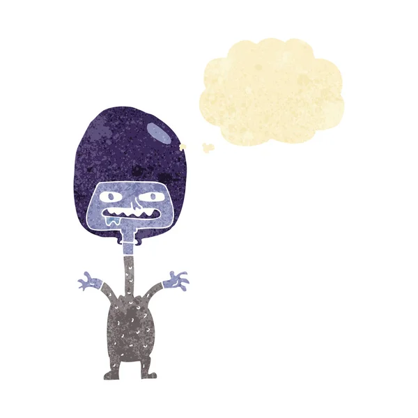 Cartoon ruimte alien met gedachte zeepbel — Stockvector