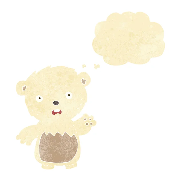 Kutup ayısı düşünce balonu ile karikatür endişeli — Stok Vektör