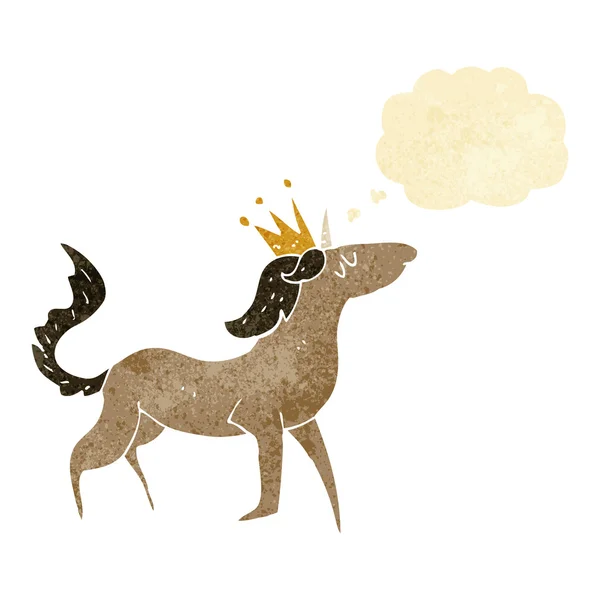 Unicorno cartone animato con bolla di pensiero — Vettoriale Stock