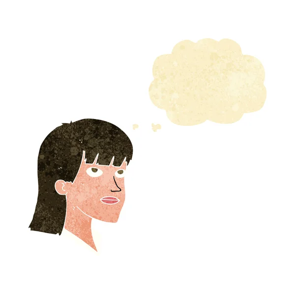 思考バブルを持つ漫画の深刻な女性 — ストックベクタ