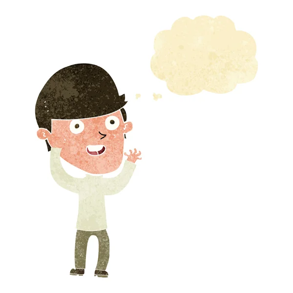 Dibujos animados hombre feliz con burbuja de pensamiento — Archivo Imágenes Vectoriales