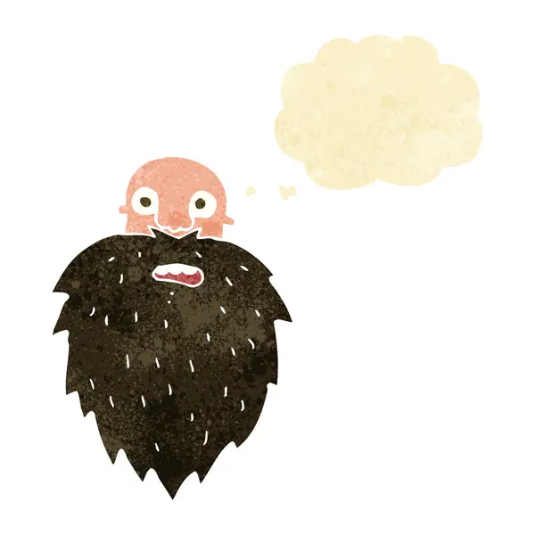 Dessin animé barbu homme avec bulle de pensée — Image vectorielle