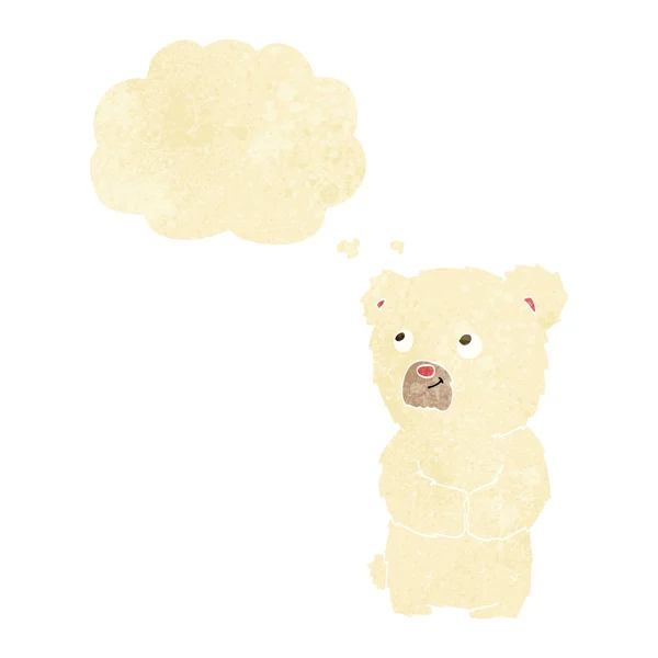 Мультяшний білий ведмідь кубик з мисленням бульбашка — стоковий вектор