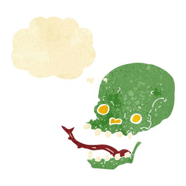 Düşünce baloncuklu ürkütücü kafatası