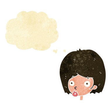 Düşünce baloncuğuyla şaşırmış kadın yüzü