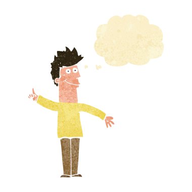 Düşünce baloncuğu olan çizgi film adamı.