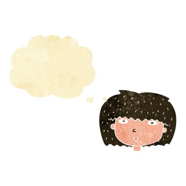 çizgi film kadın yüzü ile düşünce balonu