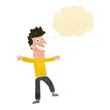 çizgi film mutlu adam düşünce baloncuğu ile