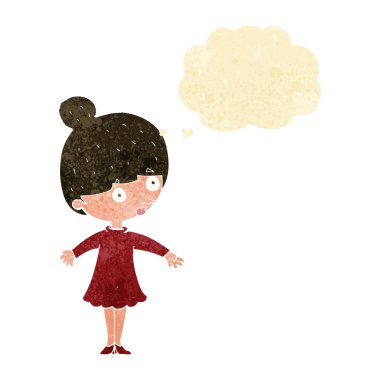 Karikatür, düşünce balonlu kadını şaşırttı.