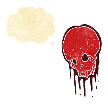 Düşünce baloncuklu korkunç kafatası