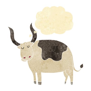 Düşünce baloncuklu çizgi film öküzü