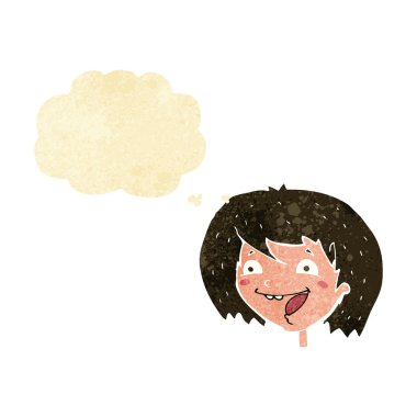 Düşünce balonlu mutlu kız çizgi filmi