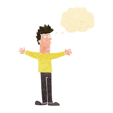 çizgi film mutlu adam düşünce baloncuğu ile