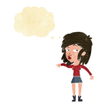 serin düşünce balonu ile oynarken çizgi film kadın