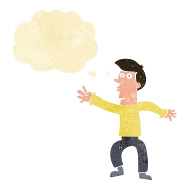 Düşünce baloncuğu olan adama ulaşan çizgi film