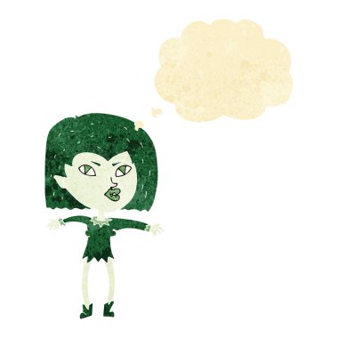 Düşünce baloncuğu olan vampir kız.