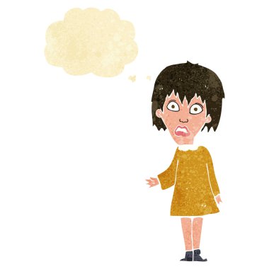 düşünce balonu ile şok kadın karikatür