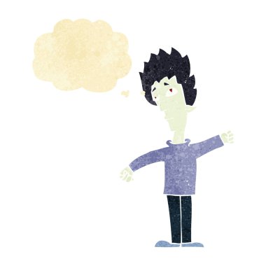 Düşünce baloncuğu olan vampir adam.