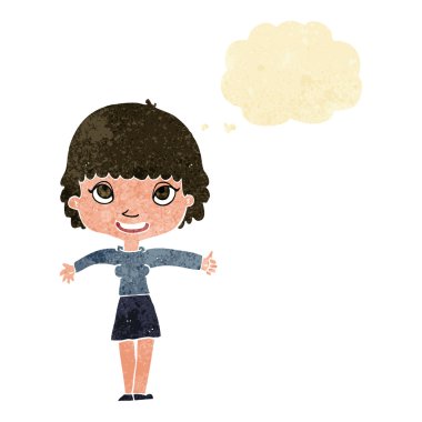 Düşünce balonlu mutlu kız çizgi filmi