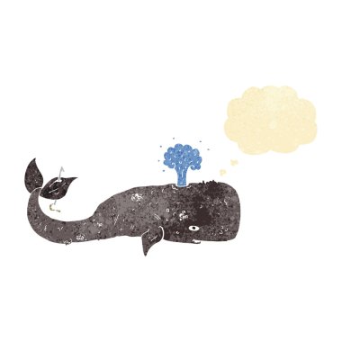 Düşünce baloncuklu çizgi balina