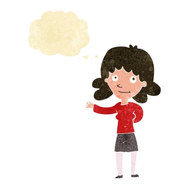 çizgi film dostu kadınla düşünce balonu