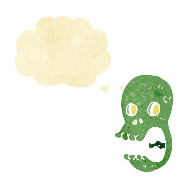 Düşünce baloncuklu komik kafatası