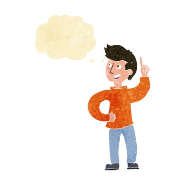 Düşünce baloncuğu olan çizgi film adamı.