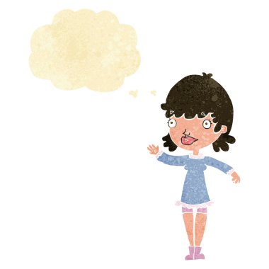 düşünce balonu ile sallayarak çizgi film kadın