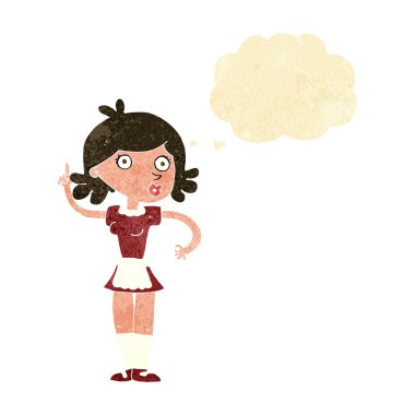 Düşünce baloncuğu olan bir kız.