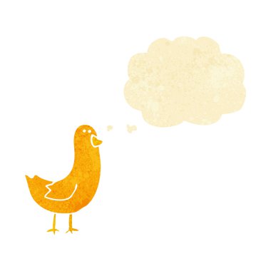 Düşünce baloncuklu çizgi film kuşu