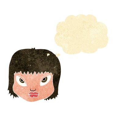 çizgi film düşünce baloncuğuyla sinirlenmiş yüz ifadesi