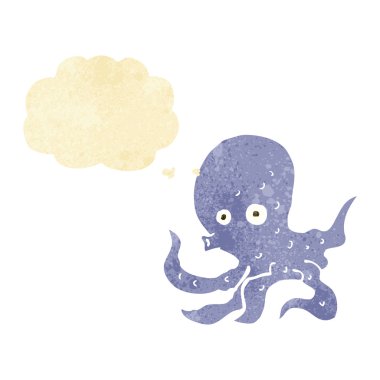 Düşünce baloncuklu ahtapot çizgi filmi