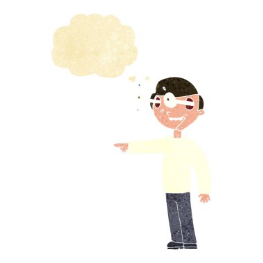 Düşünce baloncuğu olan çizgi film adamı