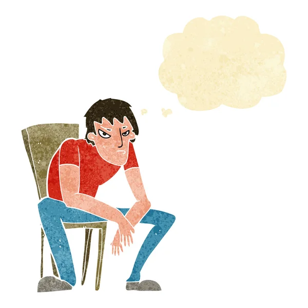 Kreslený deprimovaný muž s myšlenkovou bublinou — Stockový vektor
