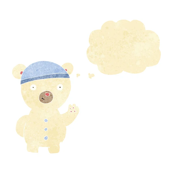 Dibujos animados oso polar cachorro con burbuja de pensamiento — Archivo Imágenes Vectoriales