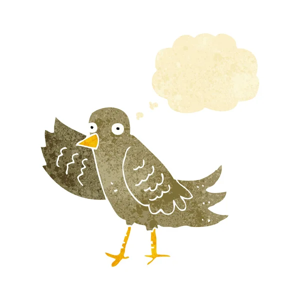 Dibujos animados agitando pájaro con burbuja de pensamiento — Archivo Imágenes Vectoriales